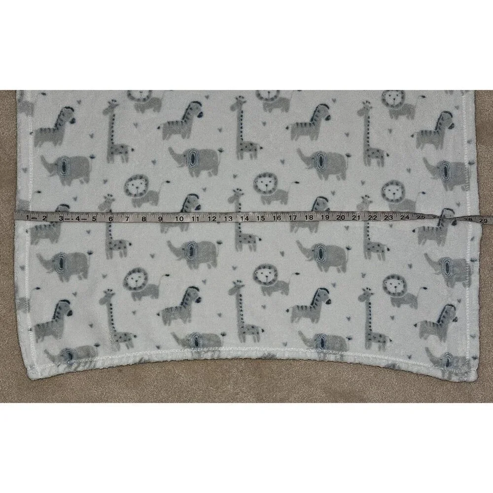 Adirondack Baby Blanket Fleece White Gray Elephant Zebra Giraffe Lion Heart